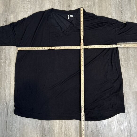Nordstrom Womens Blouse Medium Black‎ Long Sleeve Pullover Tee Minimalist V Neck - Picture 5 of 7